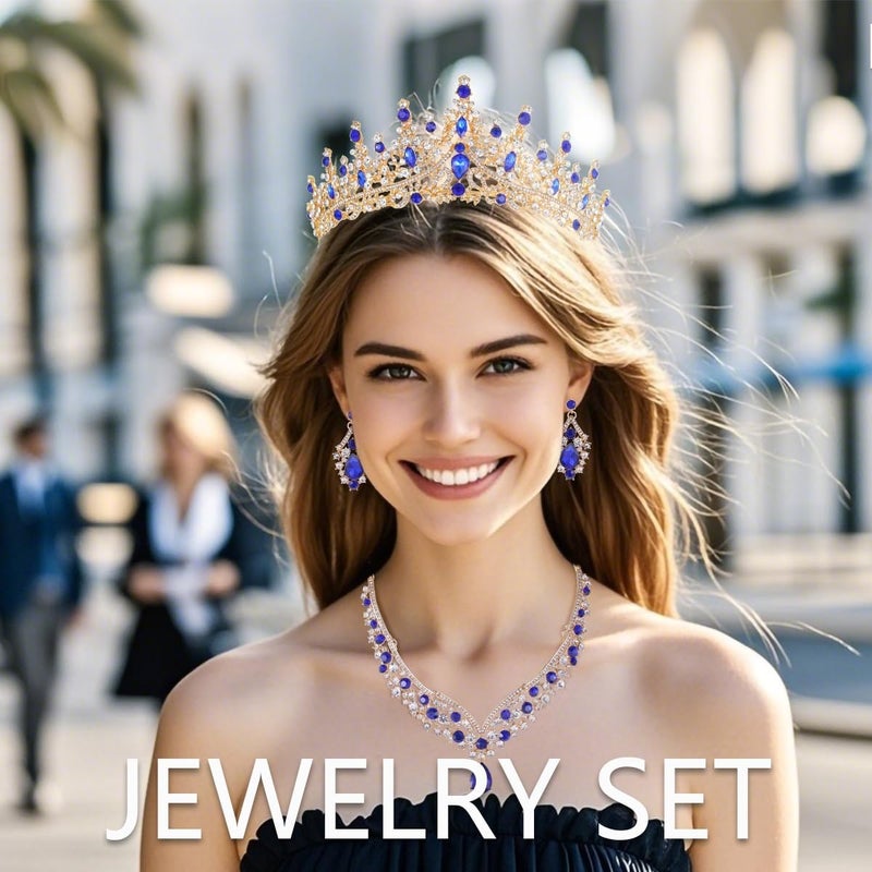 Kamirola Tiaras and Crowns for Women,Tiaras Earrings Necklace, Crystal Bridal Jewelry Set, Costume Party Halloween Prom Pageant Jewelry for Women (TR28) - Image 2